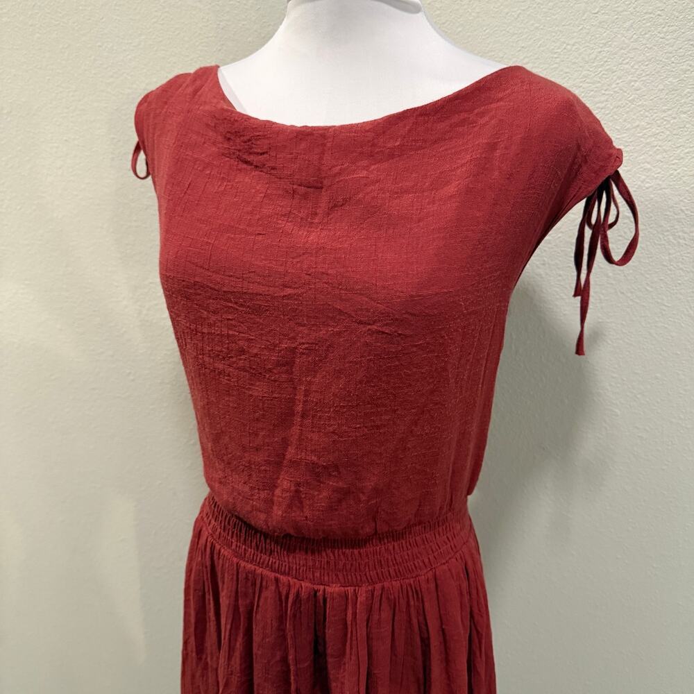 Mia Joy Joyfolie Boho Maxi Dress Large  Brick Red Lagenlook Flowy Cottagecore - Picture 5 of 10